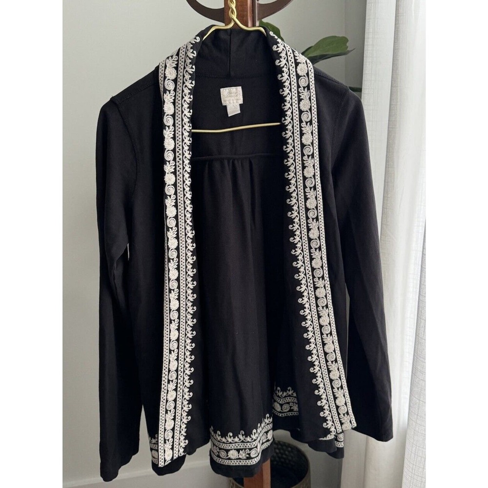 LUCKY BRAND Sweater Womens XS Open Front Cardigan Long Sleeve Black
